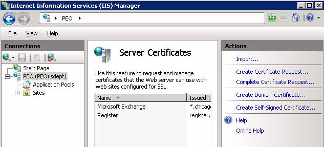 certificate in IIS 7